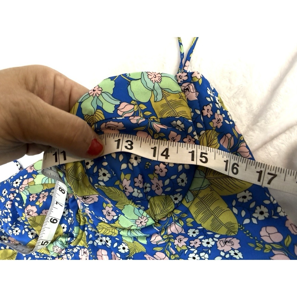 ASTR Florianne Floral Satin Midi Dress Blue Bustier Strap NWT Small - Picture 8 of 14